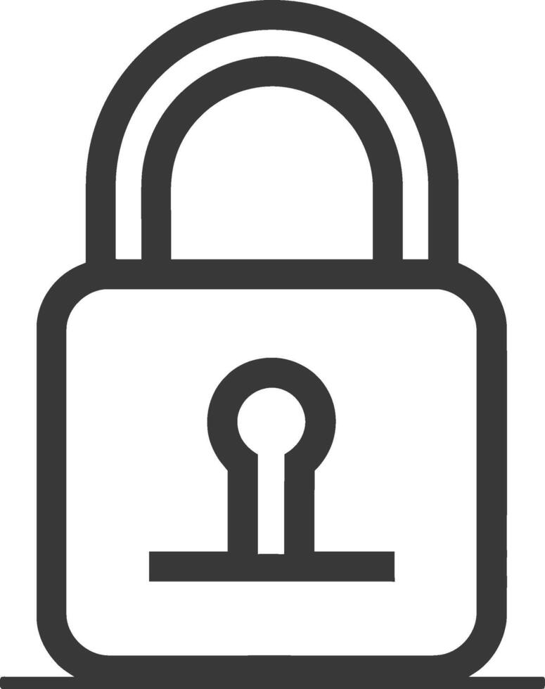 A black and white icon of a padlock vector
