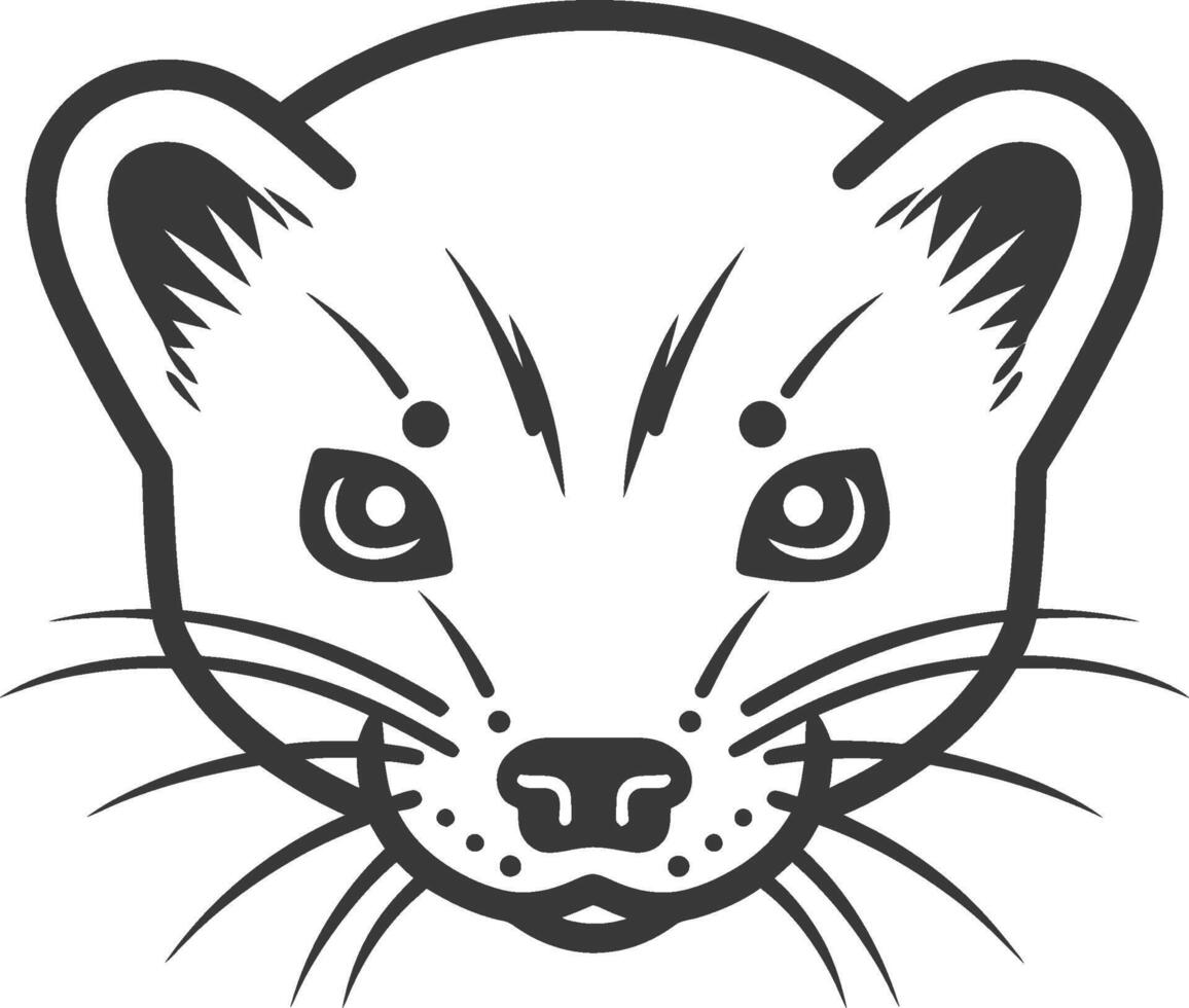 A black and white drawing of a weasel vector