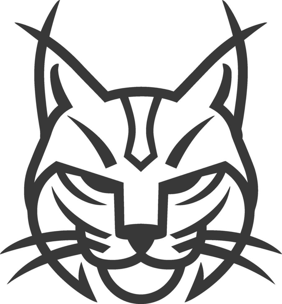 A black and white drawing of a cat's head vector