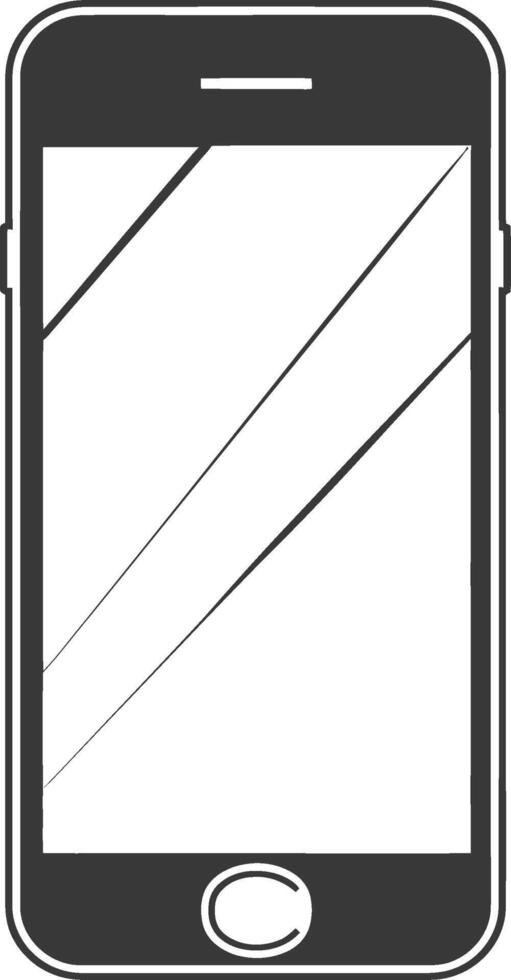 A black and white illustration of a smartphone vector