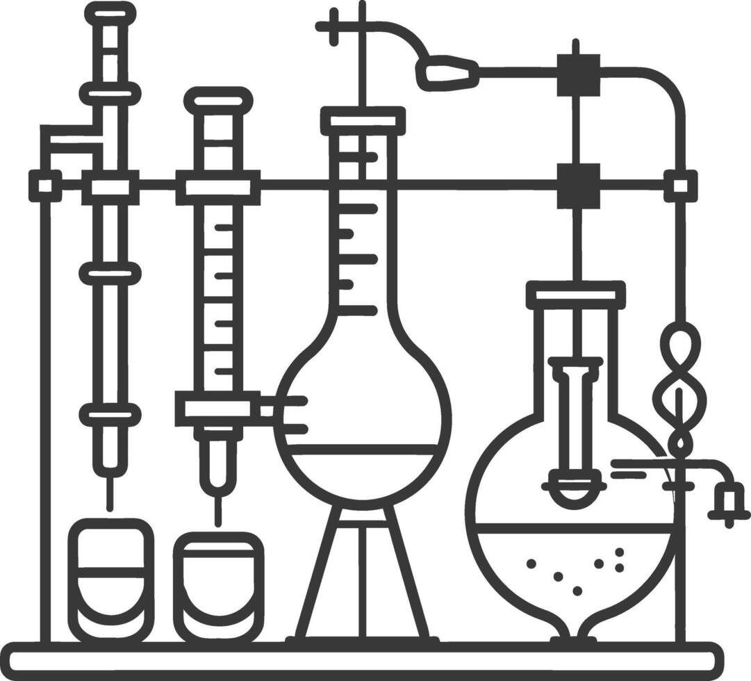 A black and white illustration of a laboratory vector