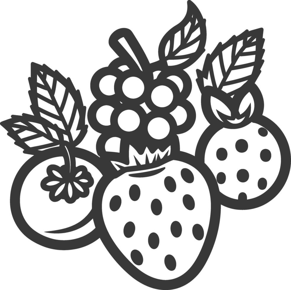 Fruit and berries coloring pages vector