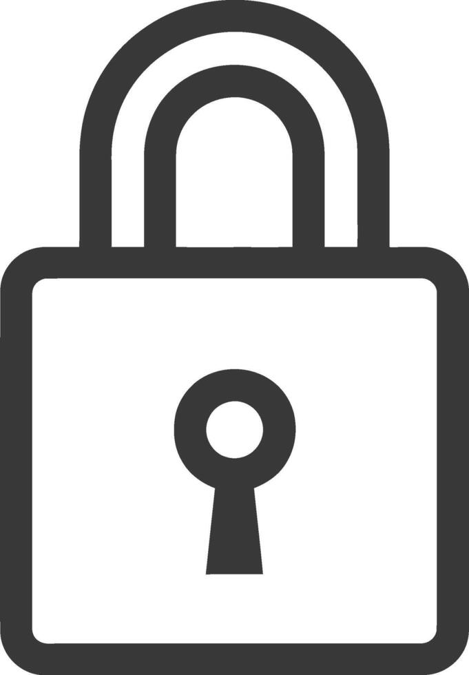 A black and white image of a padlock vector