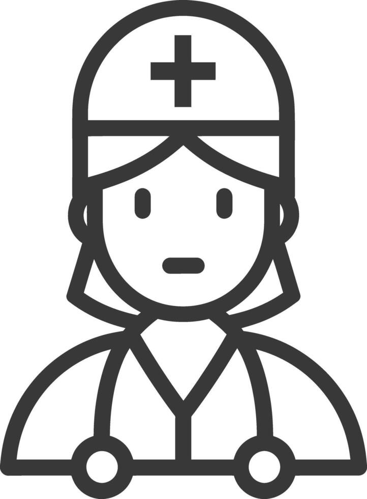 Line Drawing of a Female Doctor with a Stethoscope vector