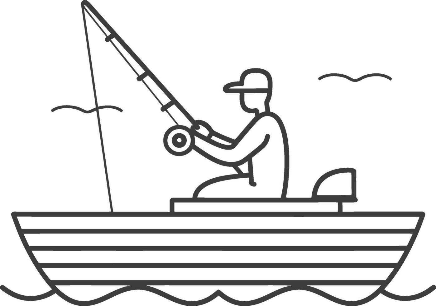 Line Drawing of a Fisherman in a Boat vector