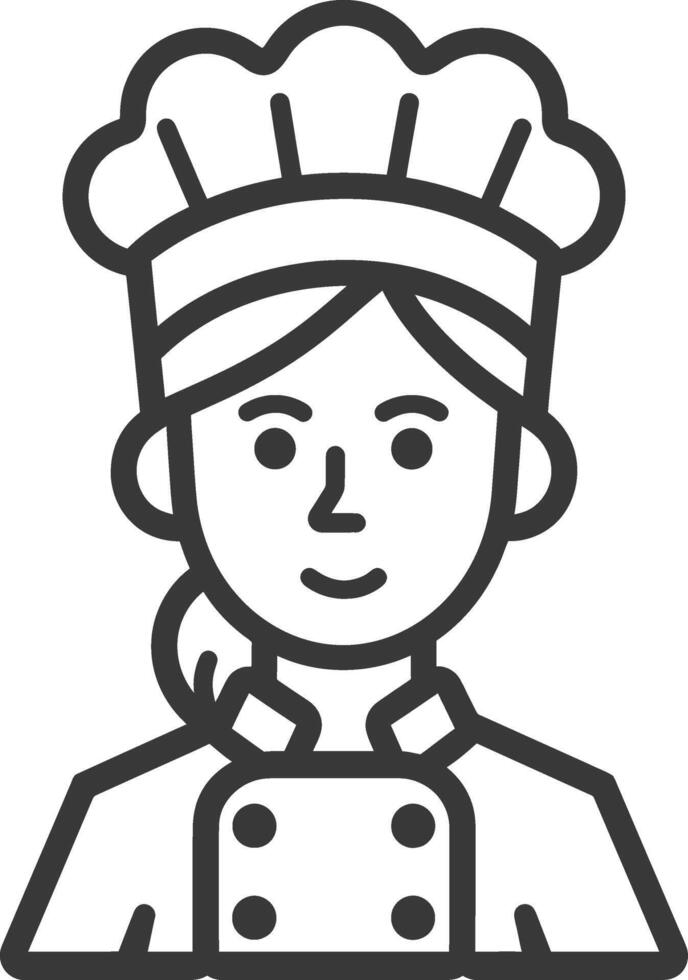 Line Drawing of a Female Chef Wearing a Hat vector