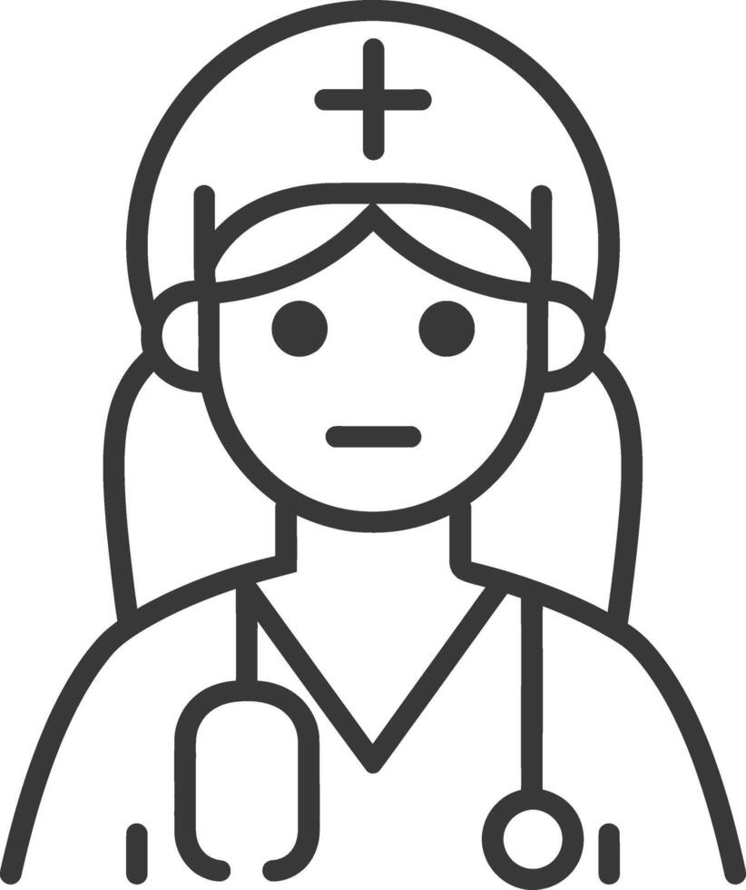 Line drawing of a female doctor wearing a stethoscope vector