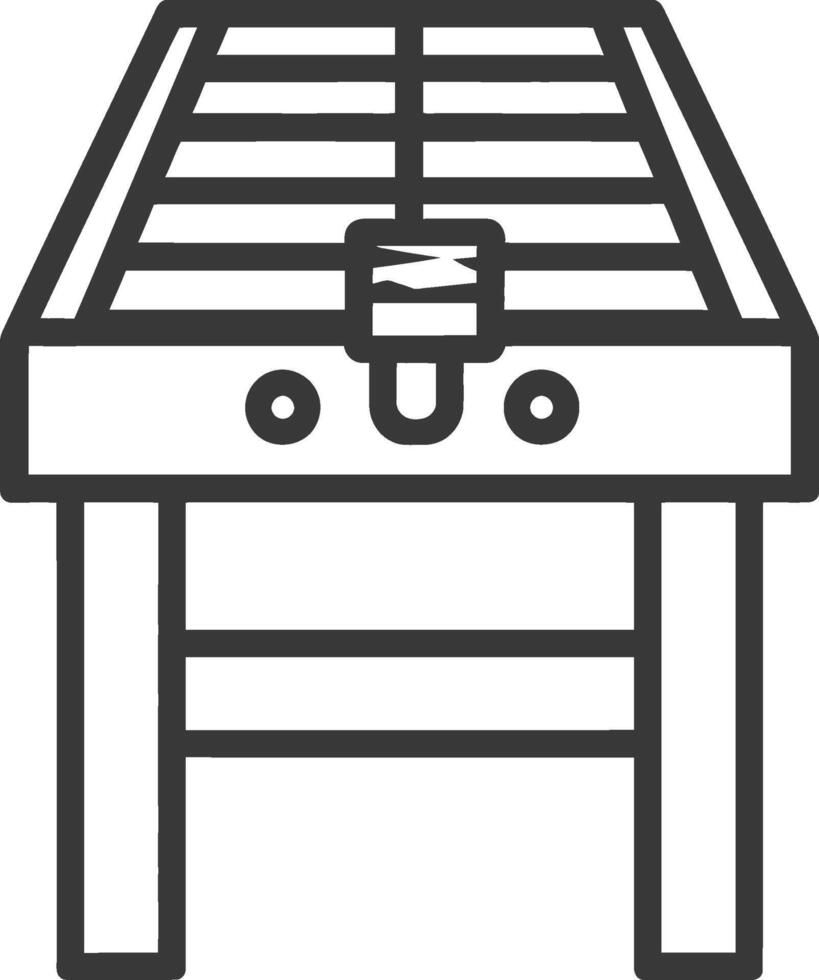 Line drawing of a foosball table with a handle vector