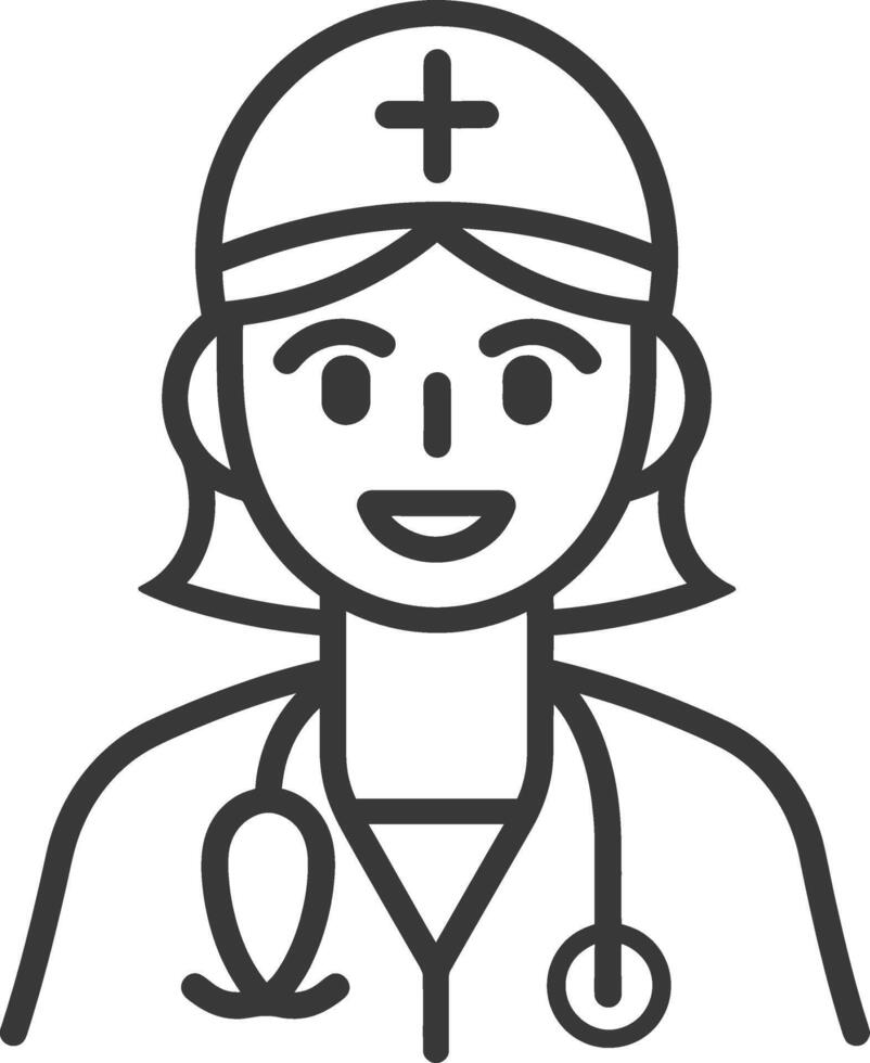 Line Drawing of a Female Doctor with a Stethoscope vector
