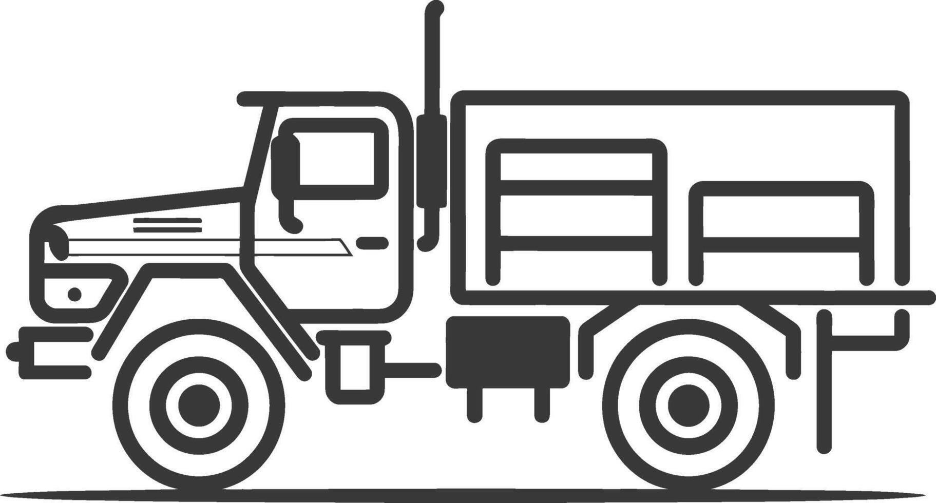 Line Drawing of a Flatbed Truck vector