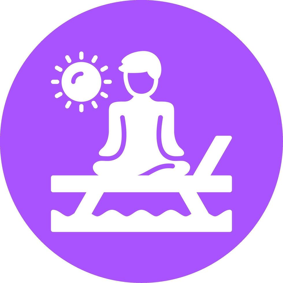 Beach yoga Glyph Style Icon vector