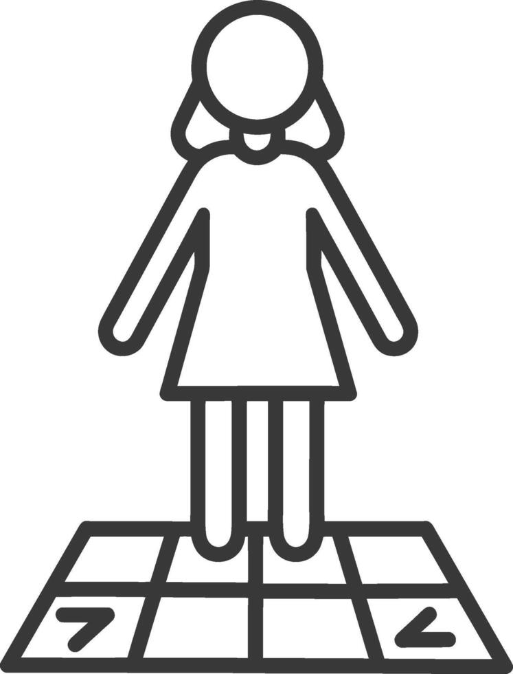 Line Drawing of a Girl Playing a Game on a Checkered Floor vector