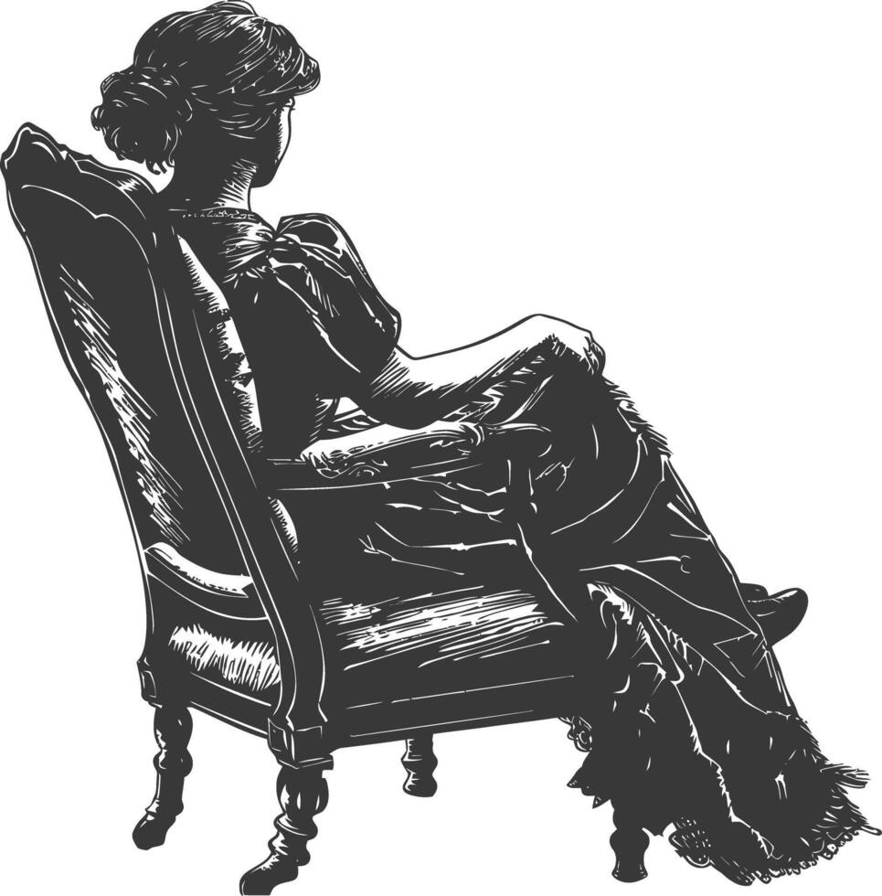 Victorian lady sitting in a chair illustration vector