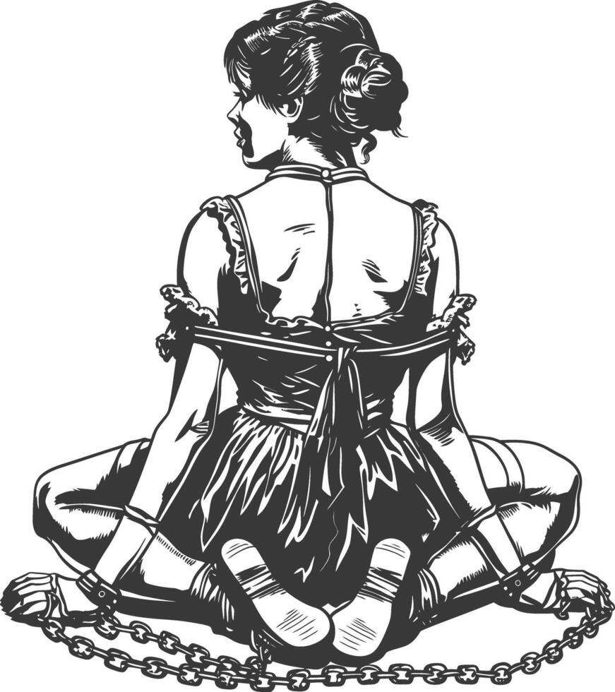 A woman in a dress sitting on chains vector