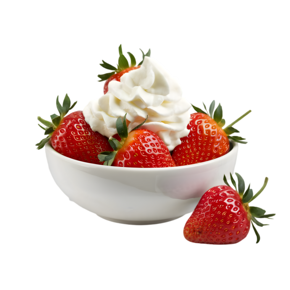 Whipped Cream and Strawberries in a Bowl png