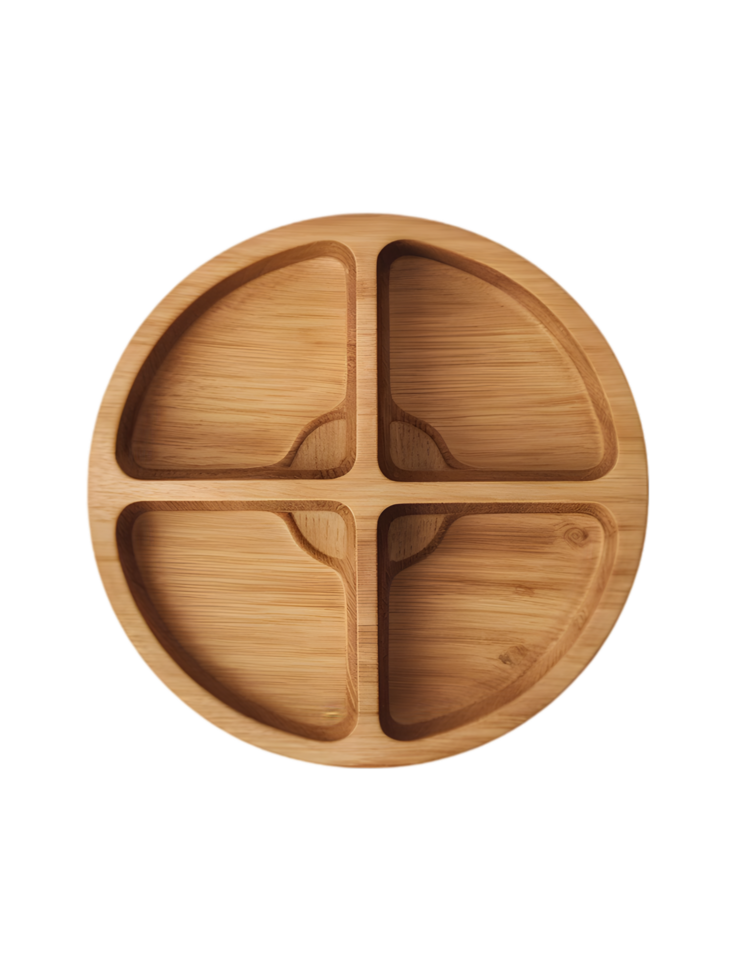 Wooden Divided Serving Tray with Four Sections png