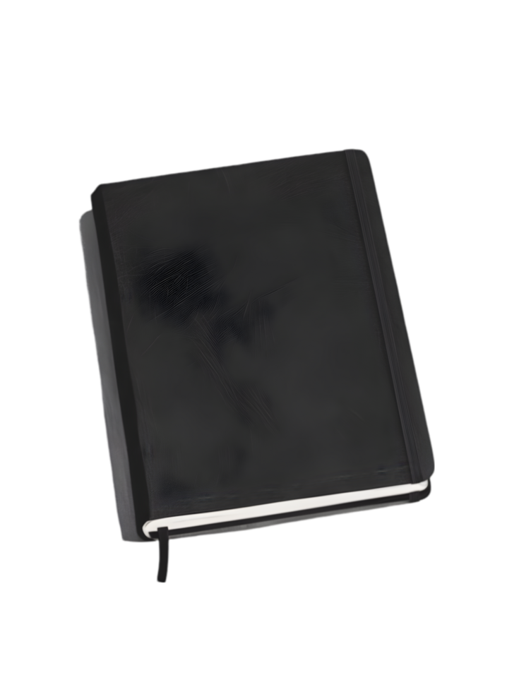 Black Notebook with White Edges and Ribbon png