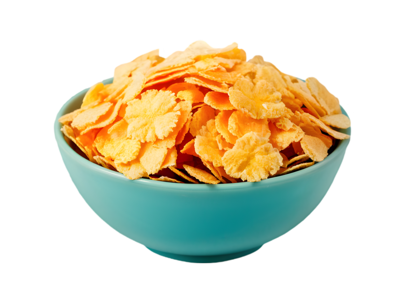 Crispy Cornflakes in a Teal Bowl png