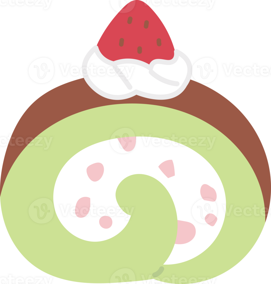 a cake roll with a strawberry on top png