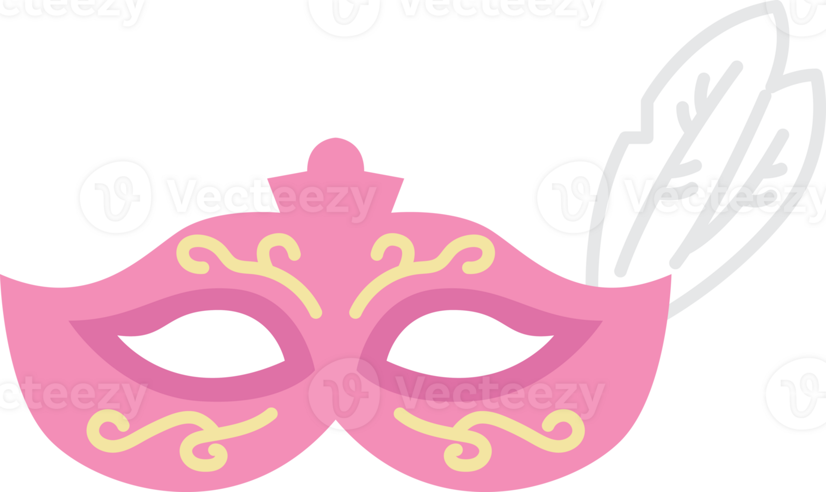 a pink carnival mask with a feather on it png