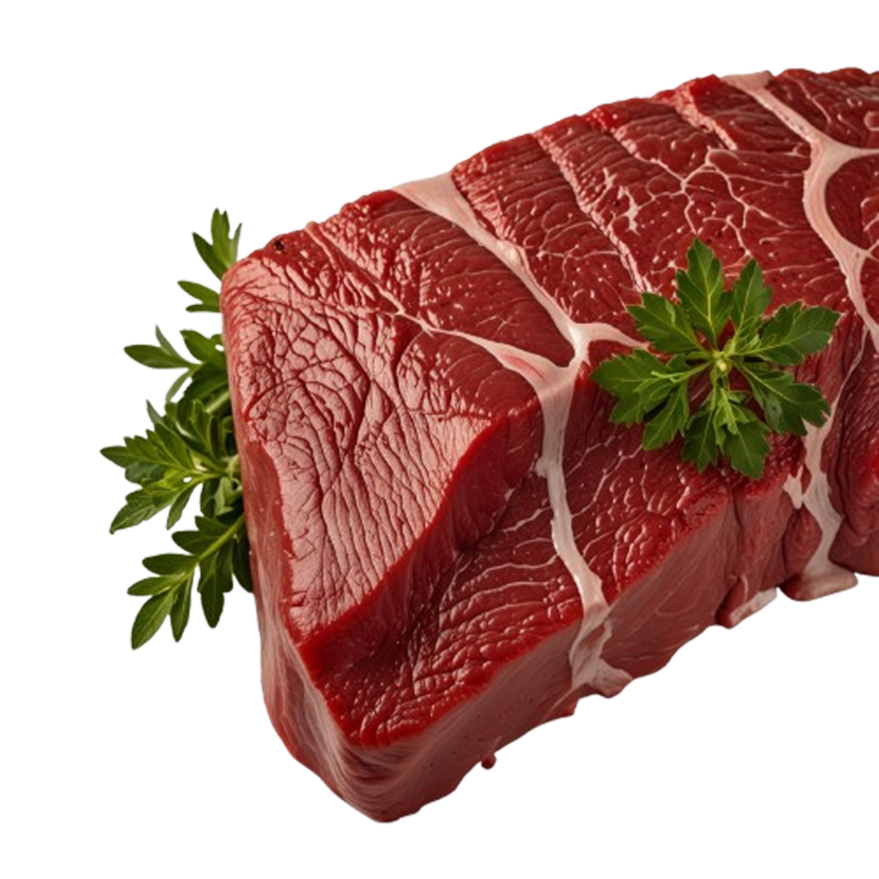 Fresh raw beef steak with rosemary and peppercorns png