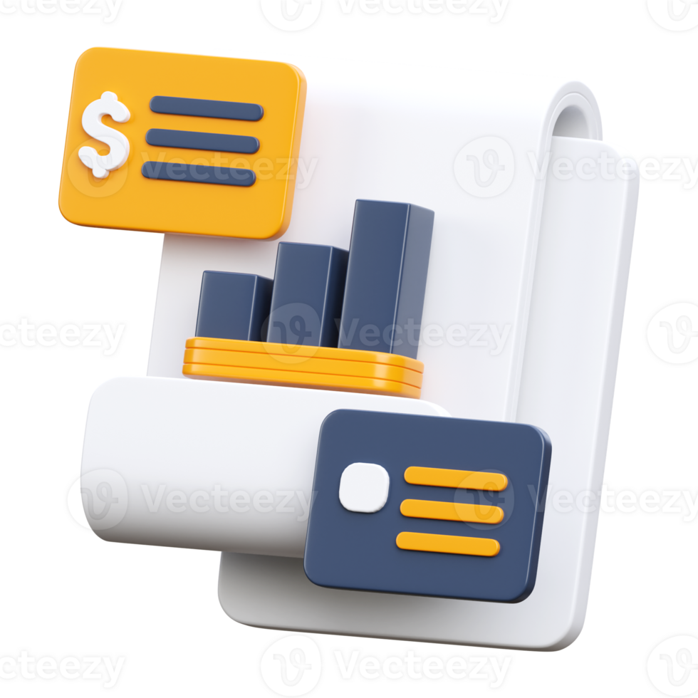 3D render financial analysisk icon png