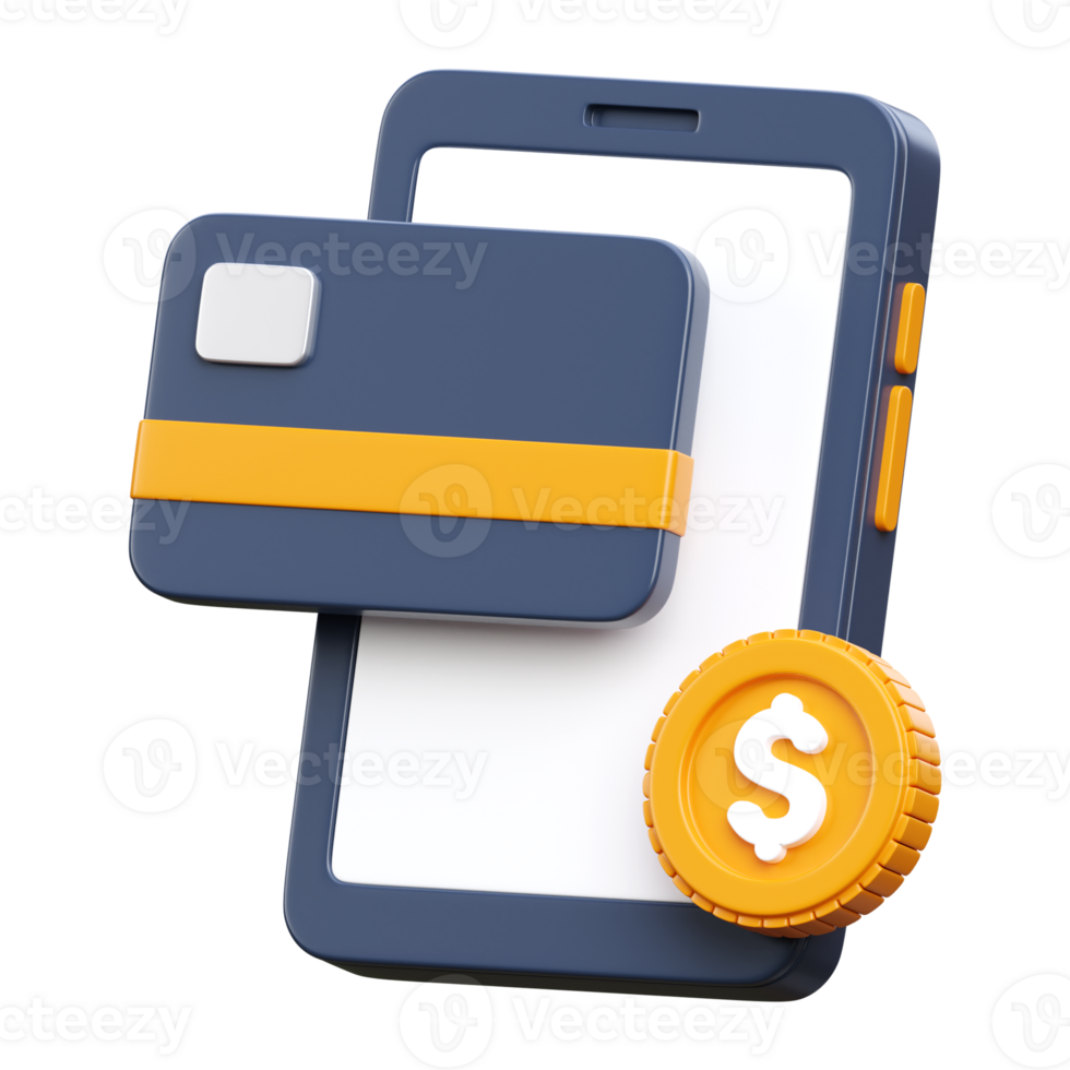 3D render mobile banking icon png