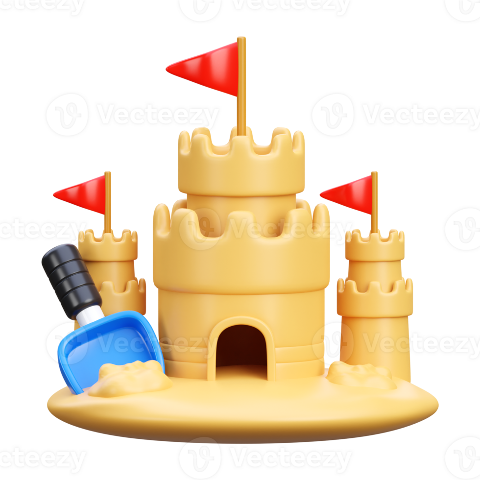 3d render of sand castle icon png
