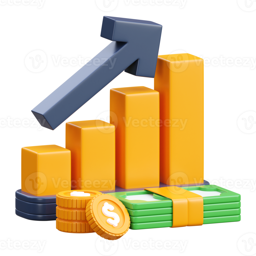 3D render stock market icon png