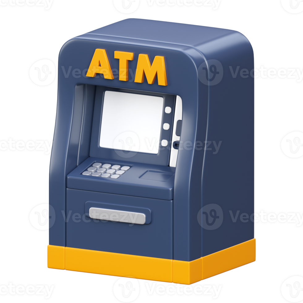 3D render atm machine icon png