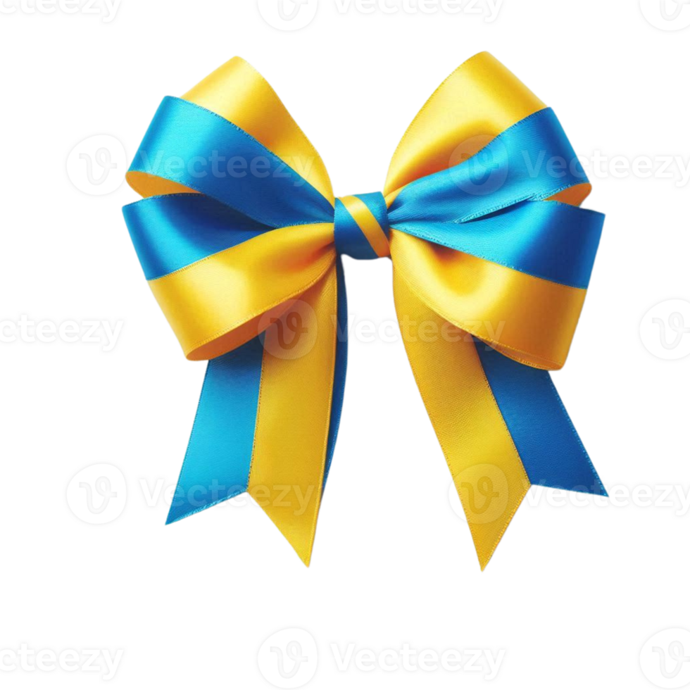 a blue and yellow bow on a transparent background png