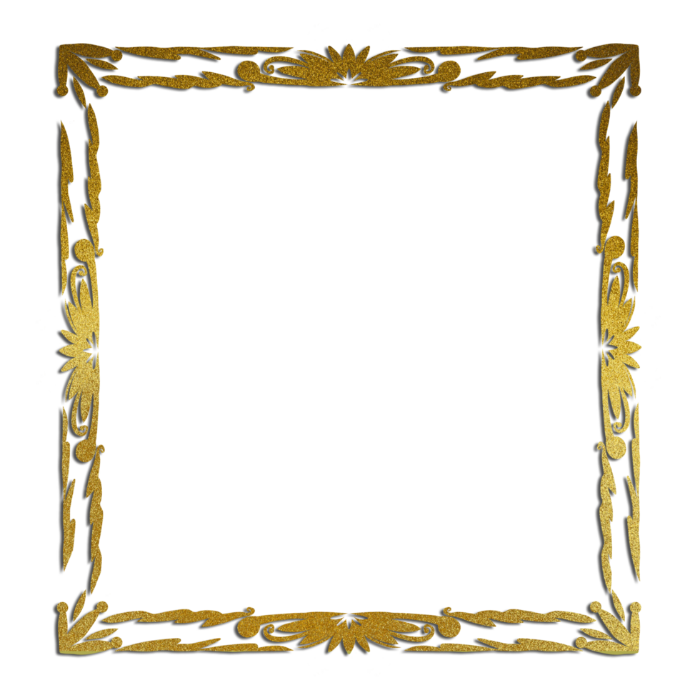 Gold frame Border Pattern on Transparent background png