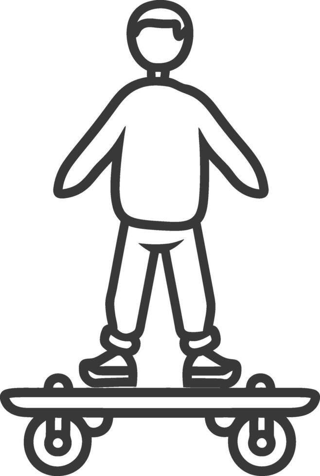 A black and white drawing of a man on a skateboard vector