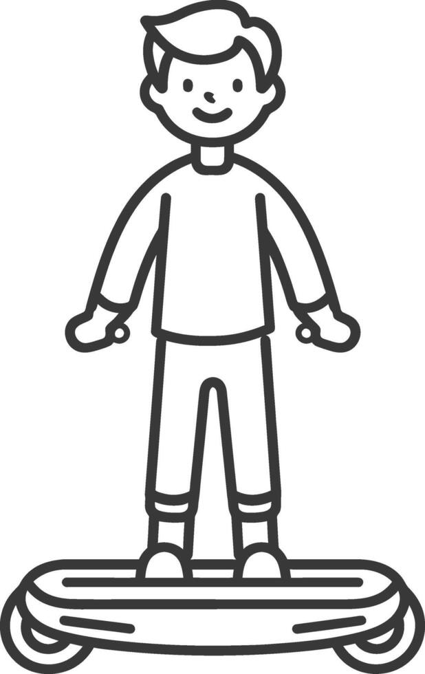 A boy riding a skateboard in a line drawing vector