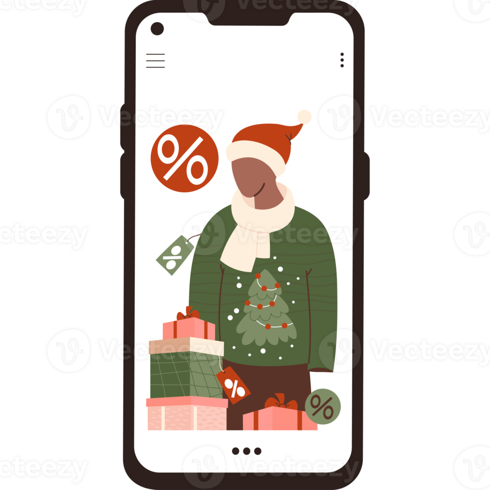 Christmas Online Shopping. New Year Mannequin png