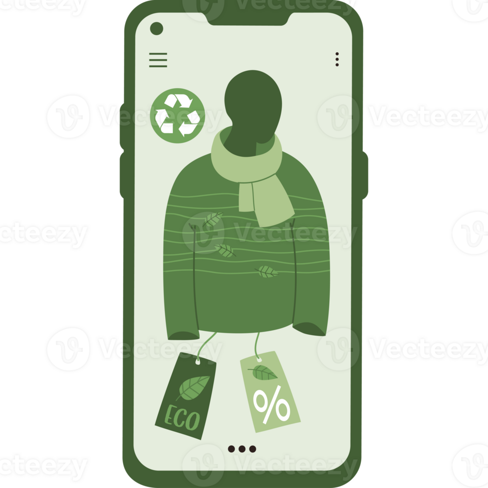 Eco-Friendly Online Shopping. Mannequin in eco sweater made from recycled material png