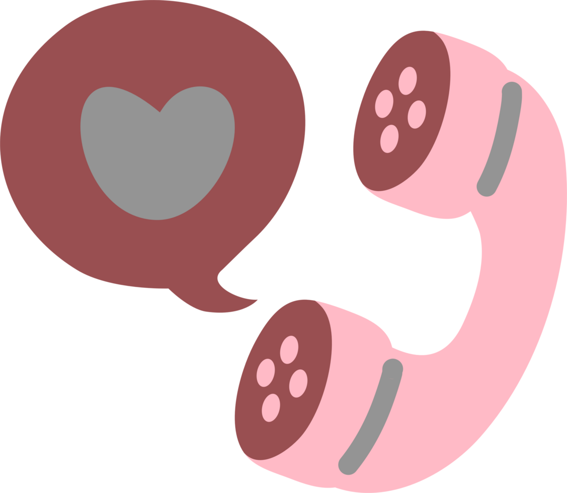 Illustration of a phone with a heart message png