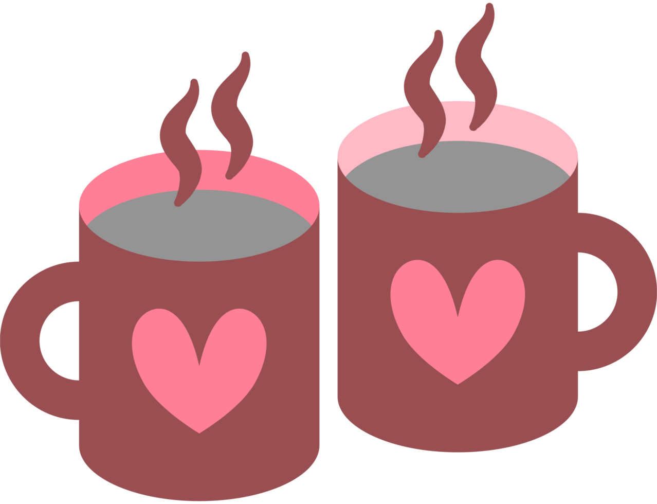 Illustration of a pair of drinking glasses with a heart pattern png