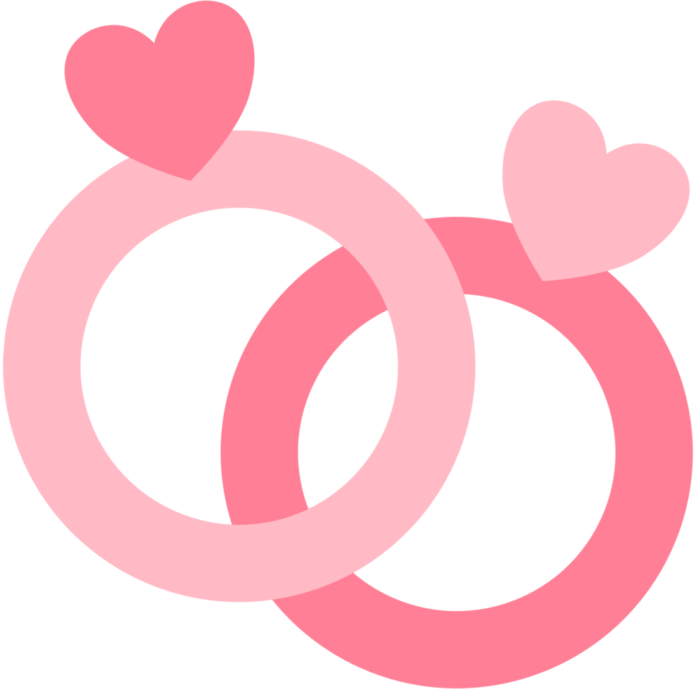 Minimalist wedding couple ring illustration png