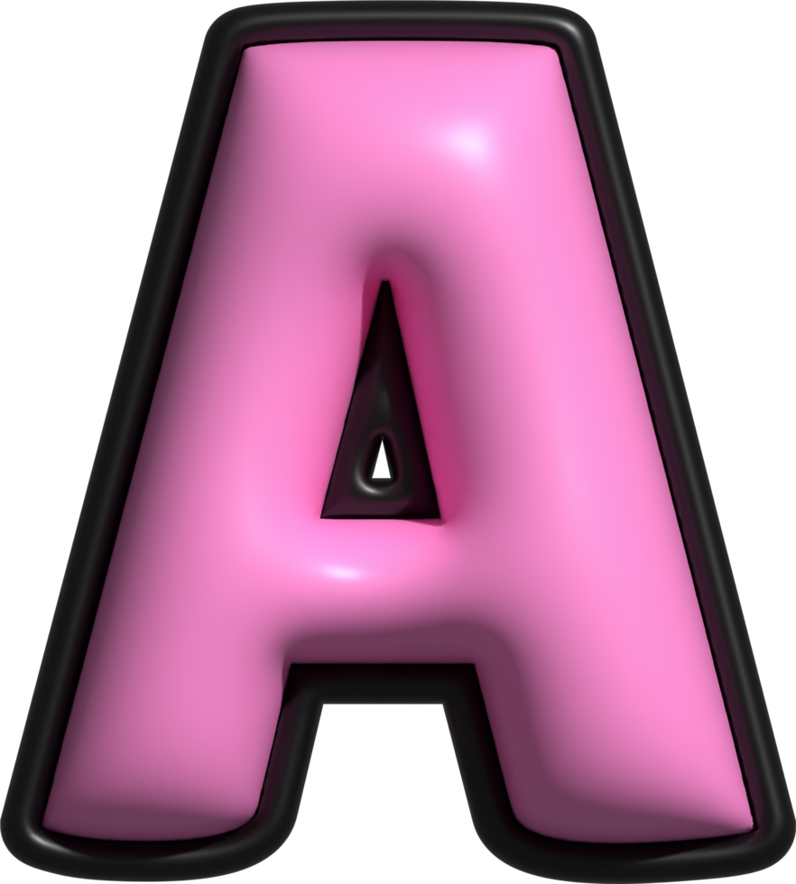 Pink 3D Bubble Inflate Letter Alphabet A png