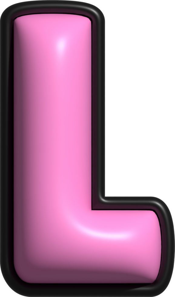 Pink 3D Bubble Inflate Letter Alphabet L png