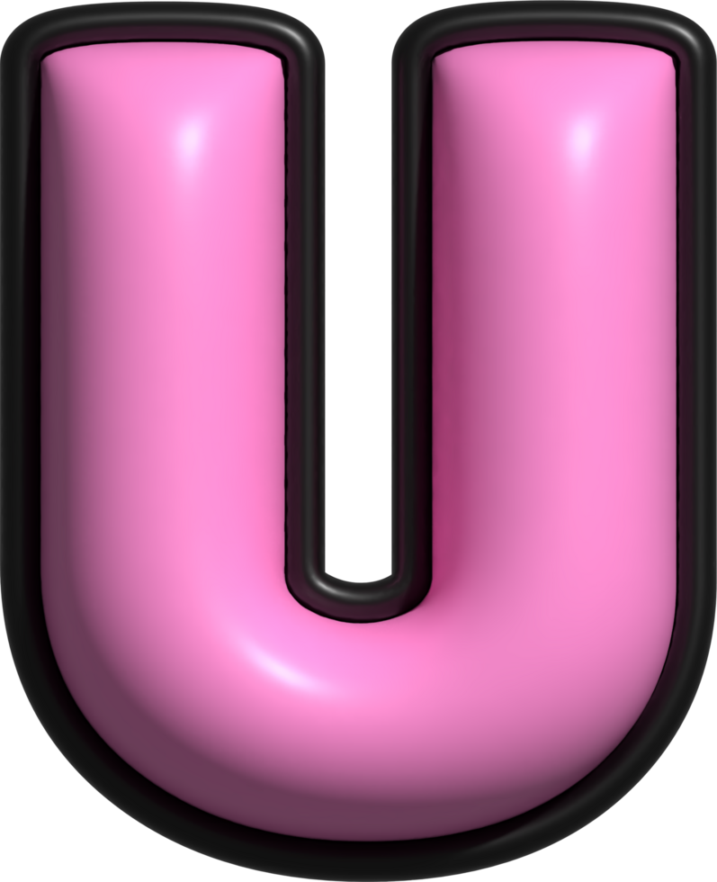 Pink 3D Bubble Inflate Letter Alphabet U png