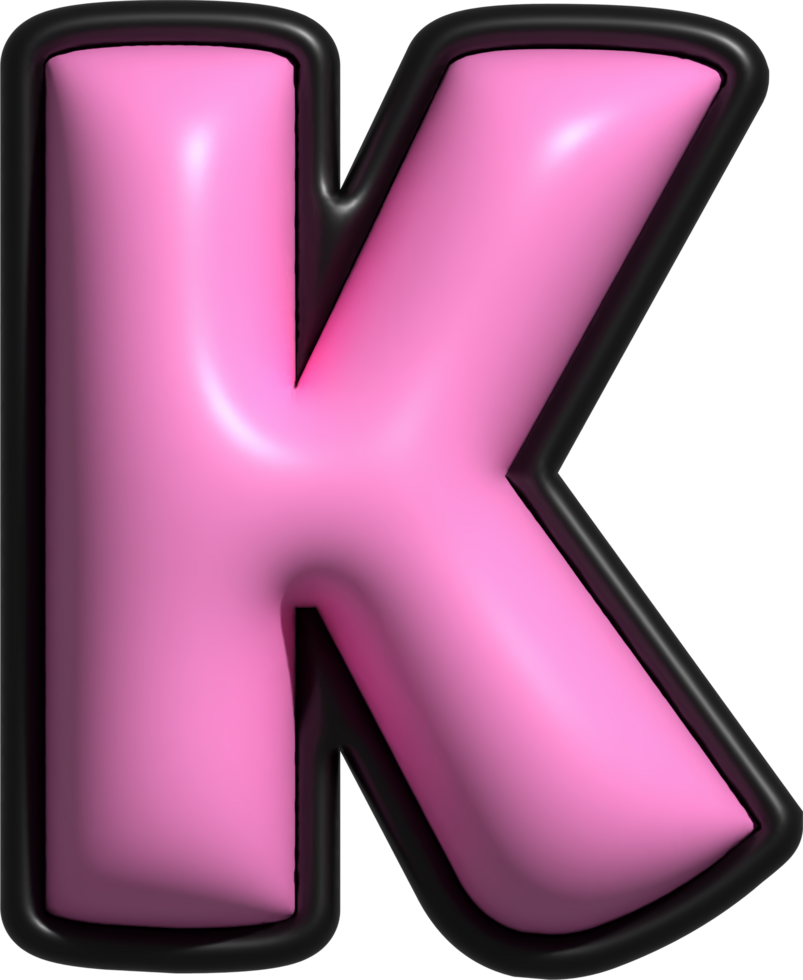 Pink 3D Bubble Inflate Letter Alphabet K png