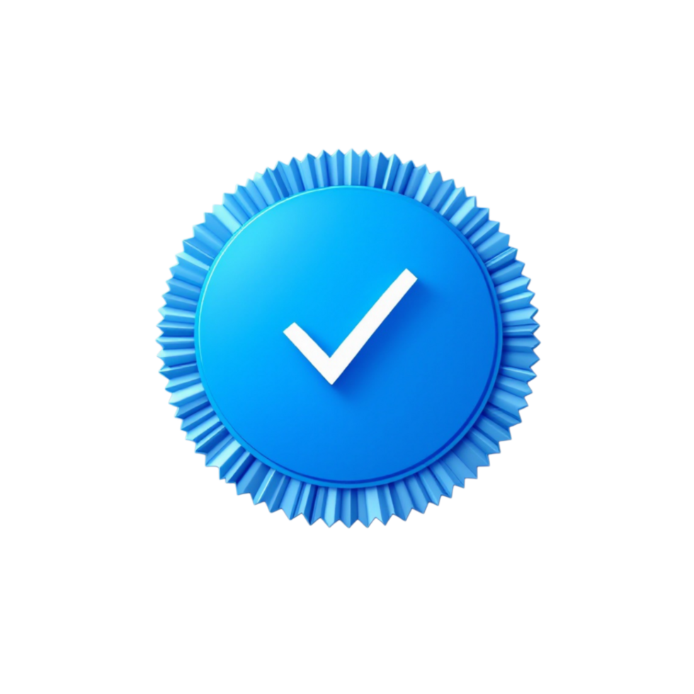 A blue badge with a tick mark on it png