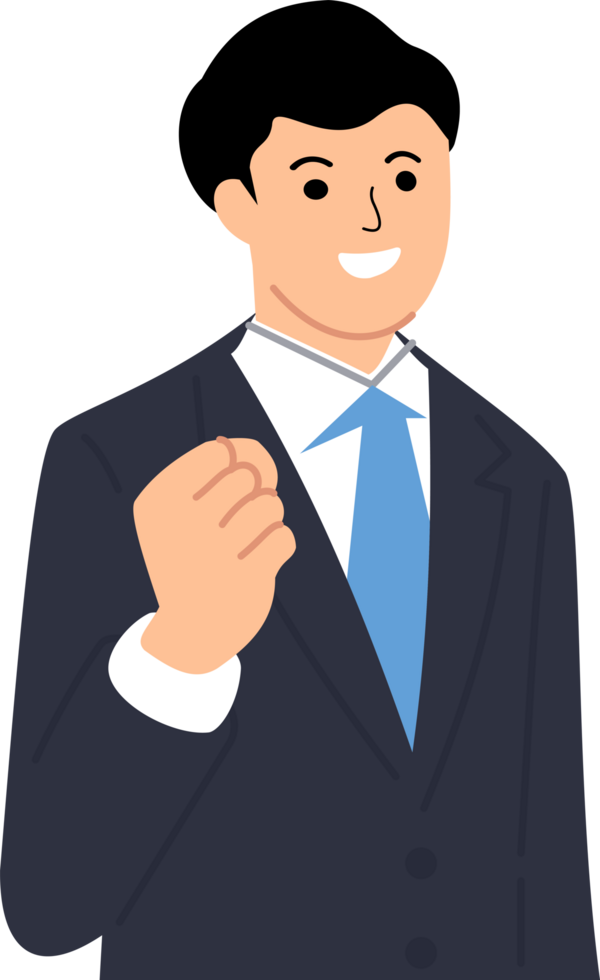 Illustration of Man Corporate Employee with Clenched Fist or Job Recruitment Poster with Illustration of Man Corporate Employee png