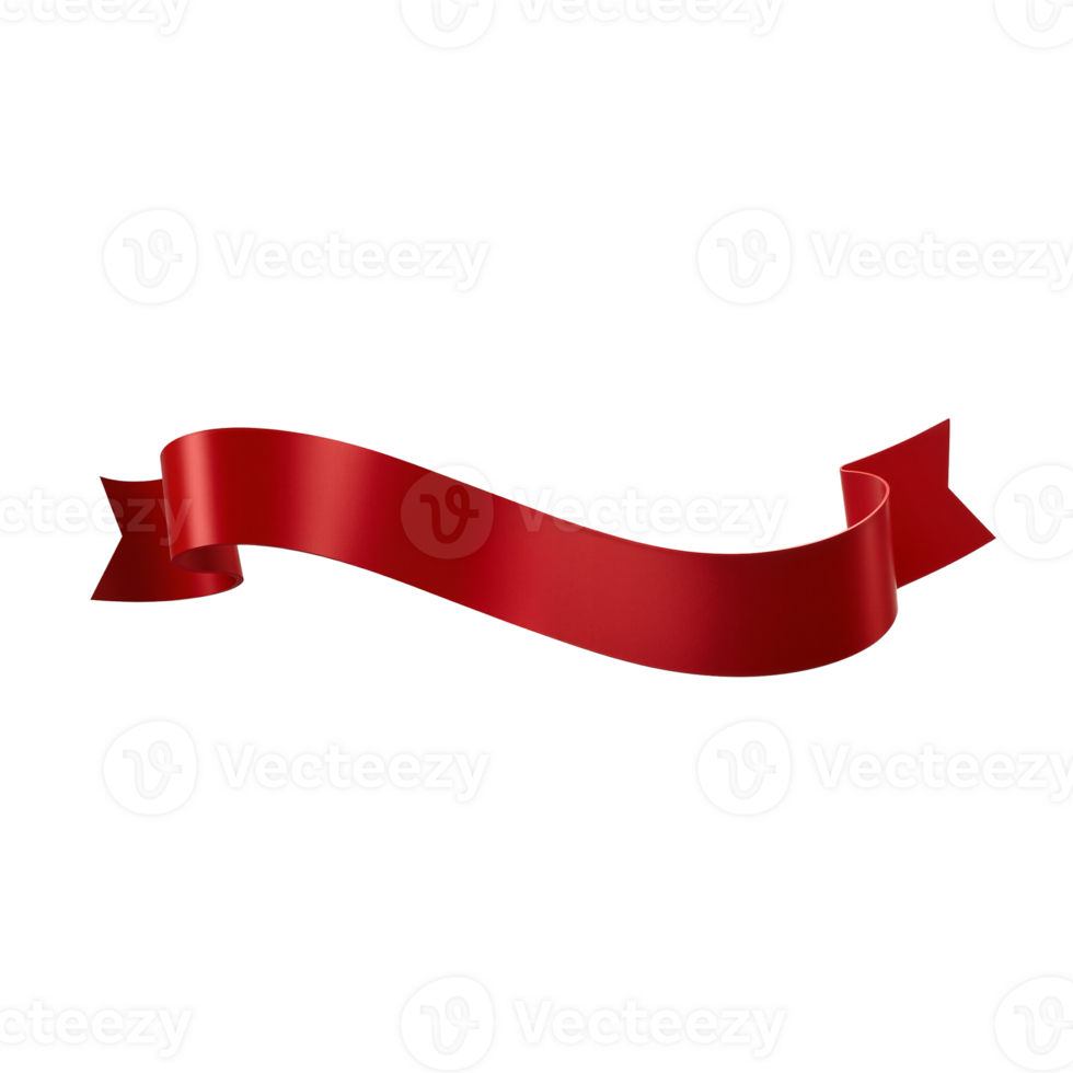 Red ribbon 3d metalic for title png