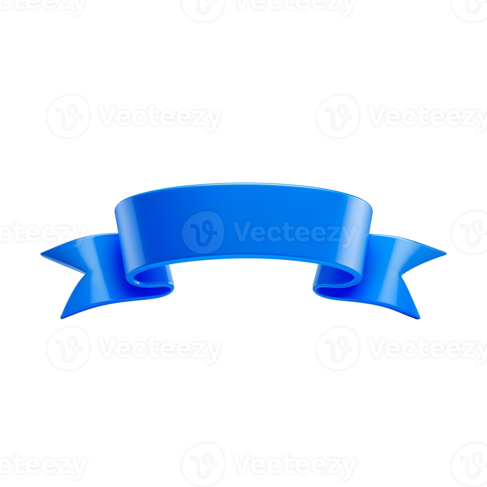 Blue ribbon 3d glossy png