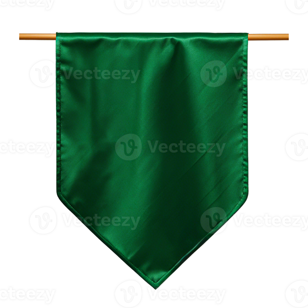 A green flag hanging on a wooden pole png