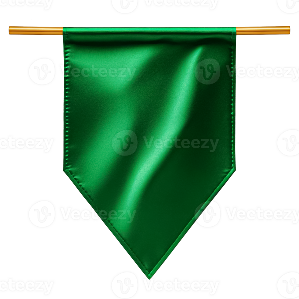 Green pennant flag glossy fabric png