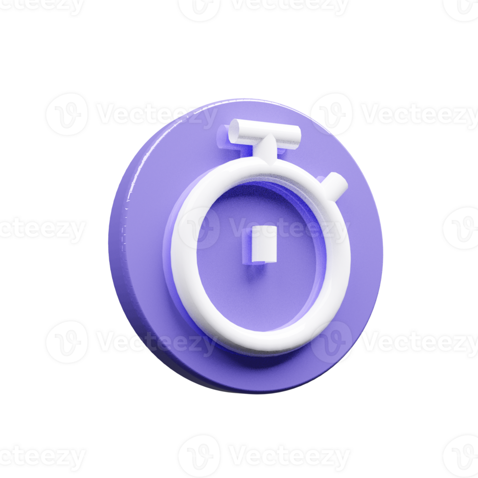 Timer icon 3d render white and blue color png
